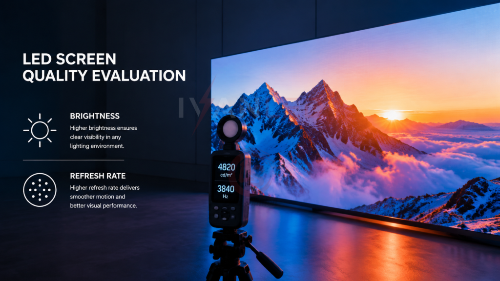 LED screen quality evaluation key specifications brightness refresh rate LED screen quality evaluation key specifications brightness refresh rate