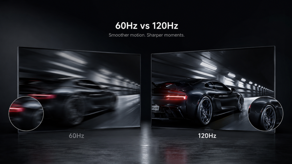 Comparación entre las frecuencias de actualización de 60 Hz y 120 Hz en pantallas LED