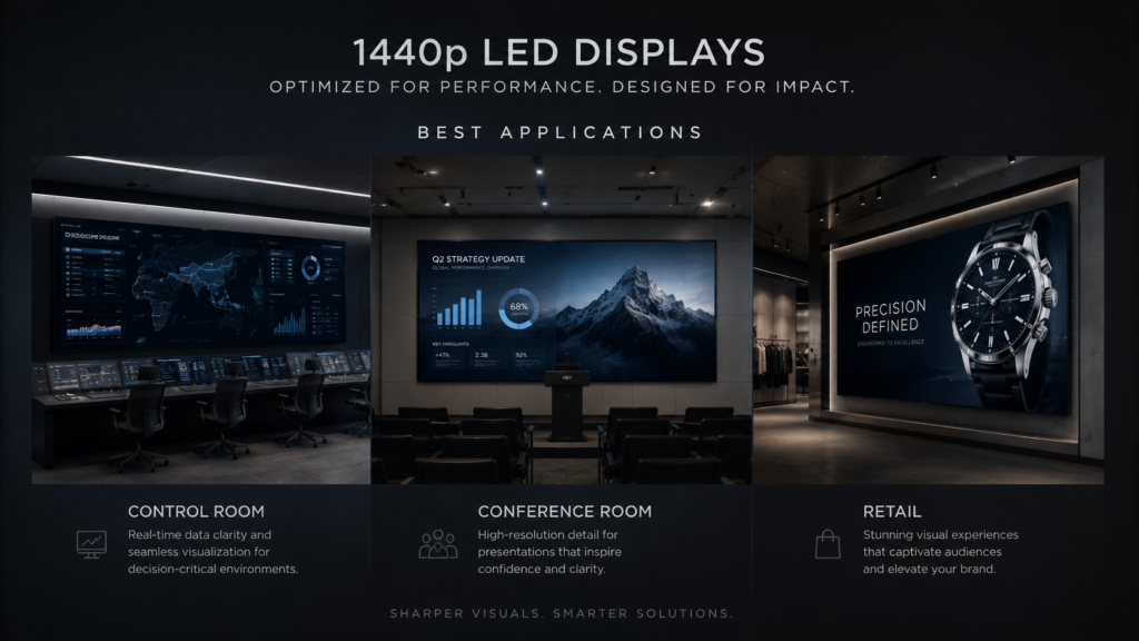 best applications for 1440p resolution LED displays control room conference room retail