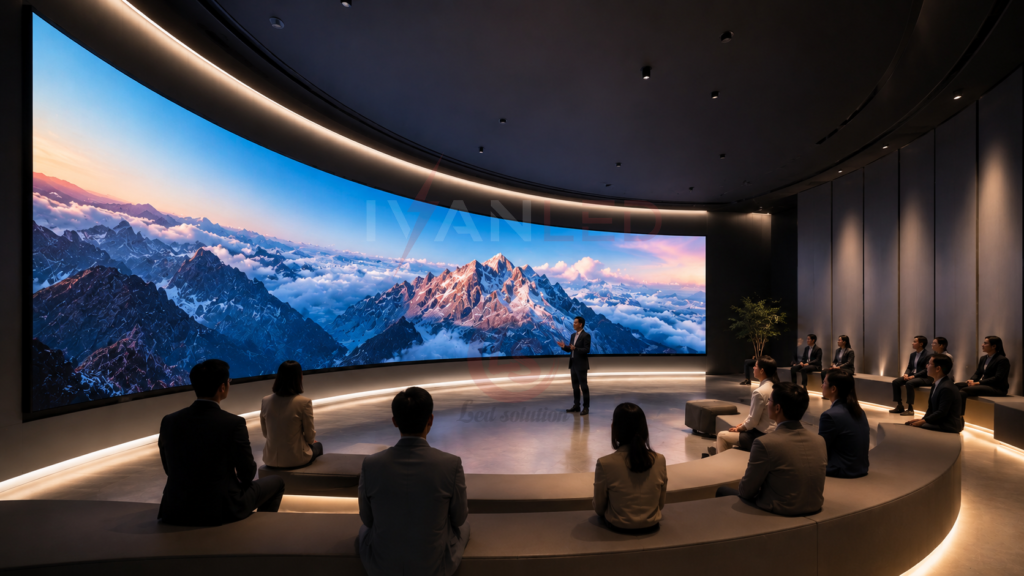 concave curved LED display interior wall space optimization