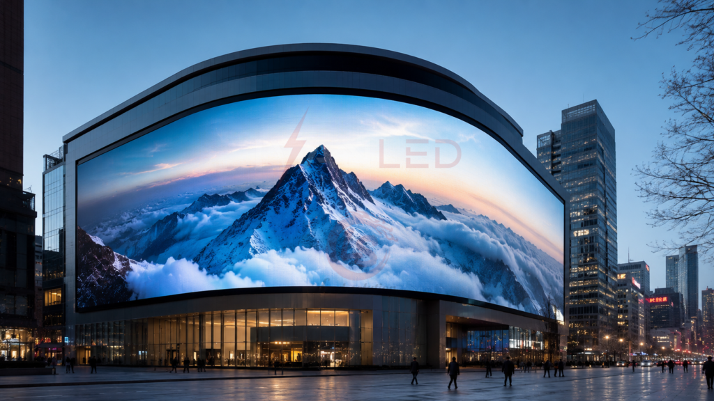 convex curved LED display building facade outdoor advertising