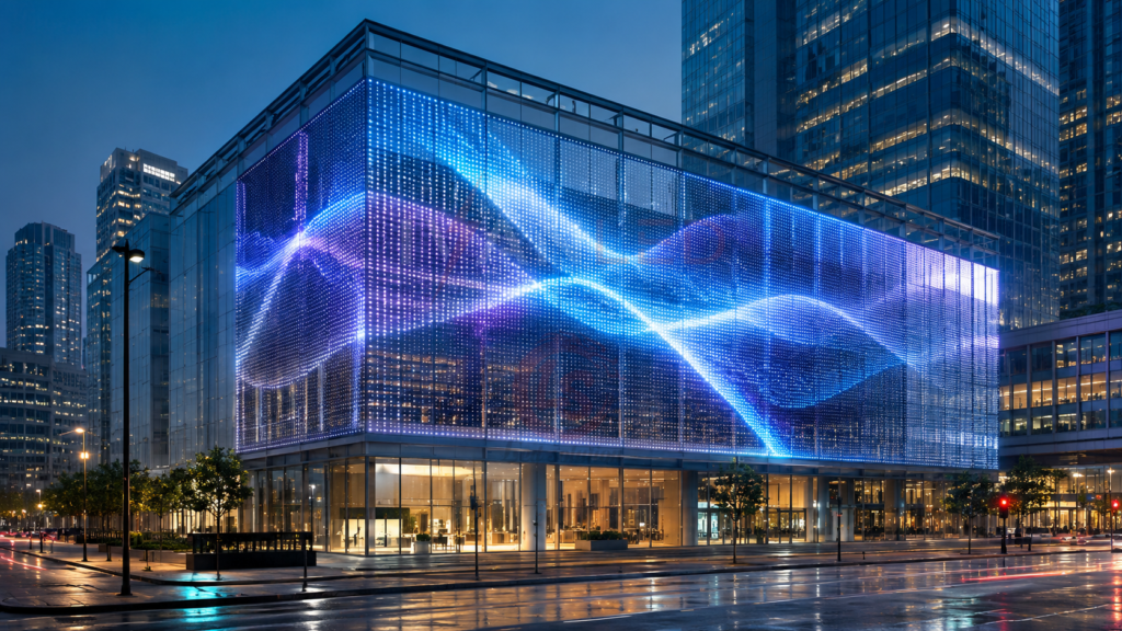 front-emitting transparent LED wall high brightness outdoor building facade front-emitting transparent LED wall high brightness outdoor building facade