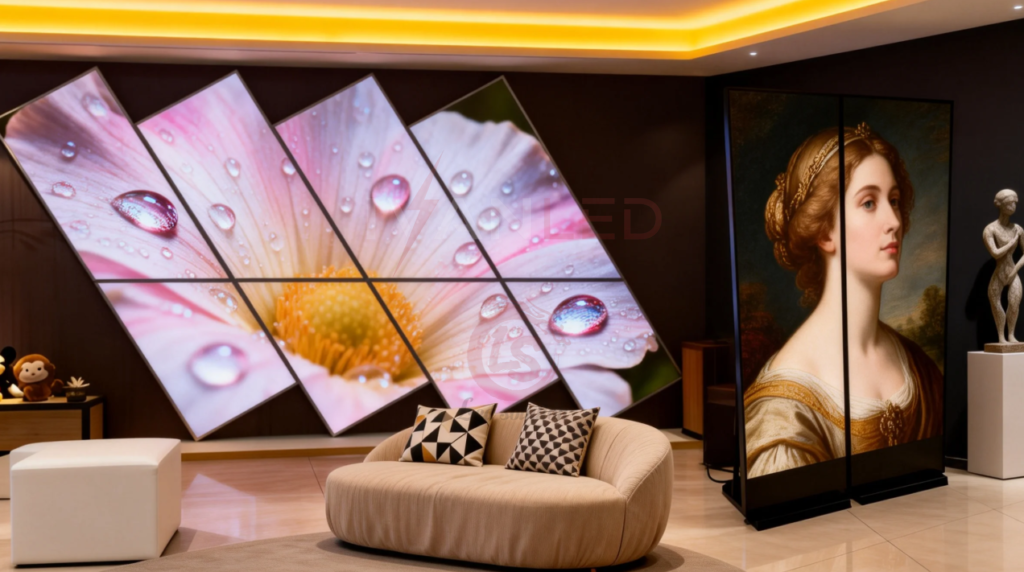 Plakat, LED-Display, Einzelhandelsgeschäft, Ladentheke, Markenpräsentation, Produktwerbung Plakat, LED-Display, Einzelhandelsgeschäft, Ladentheke, Markenpräsentation, Produktwerbung