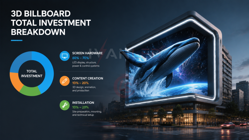 3D billboard total investment breakdown screen hardware content installation