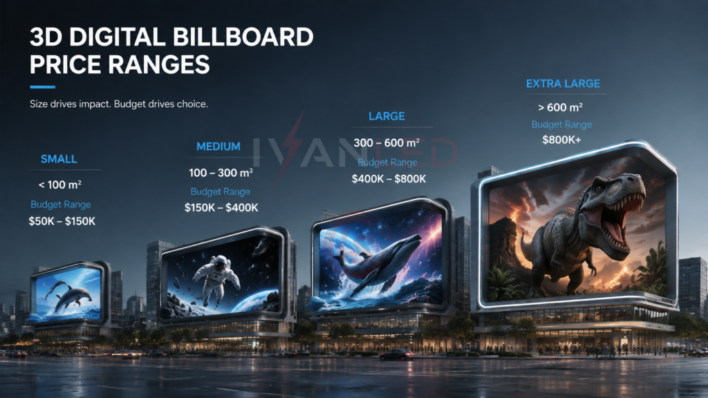 3D digital billboard price ranges small medium large extra large comparison