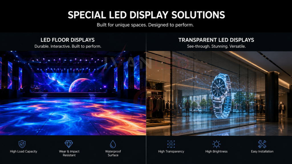 LED floor displays and transparent LED displays LED floor displays and transparent LED displays