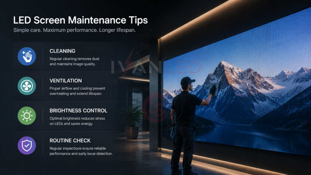 LED screen maintenance tips cleaning ventilation brightness control LED screen maintenance tips cleaning ventilation brightness control