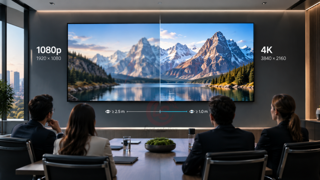 Resolução do telão LED para conferências: 1080p x 4K – distância de visualização Resolução do telão LED para conferências: 1080p x 4K – distância de visualização