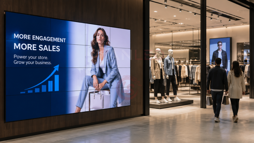 video wall para varejo, loja, sinalização digital, promoções, aumento nas vendas