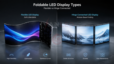 foldable LED display types flexible vs hinge connected comparison