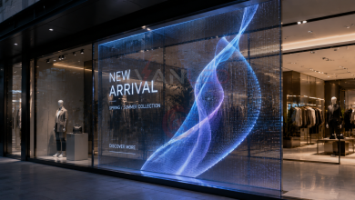 transparent LED wall retail window display high transparency digital signage